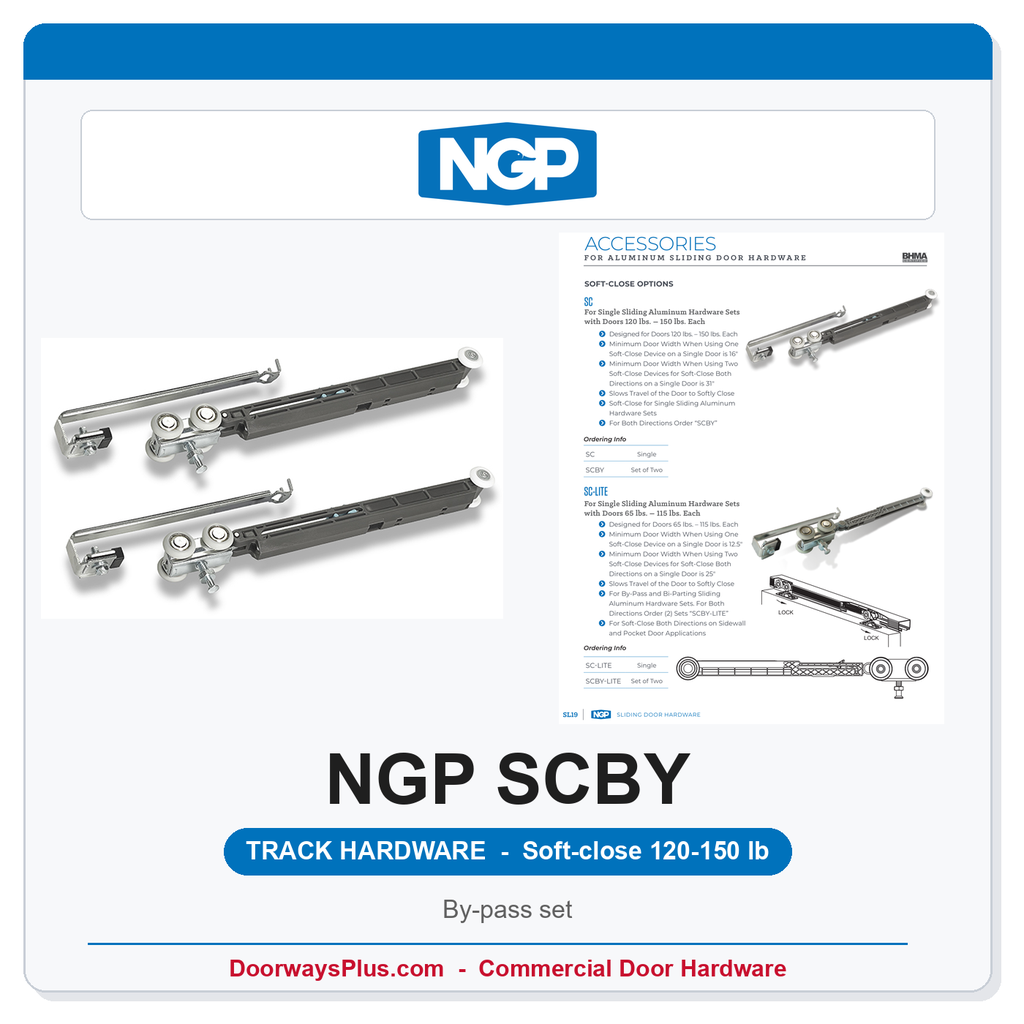 NGP SCBY Soft-Close Set for By-Pass Sliding Doors 120-150 lb | National Guard