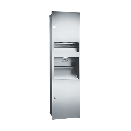 ASI 10-64672-1 Simplicity™ - 3-in-1 High-Speed Hand Dryer, Paper Towel Disp & Waste Receptacle - (110-120V) - Multi, C-Fold - 6.8 gal - Recessed