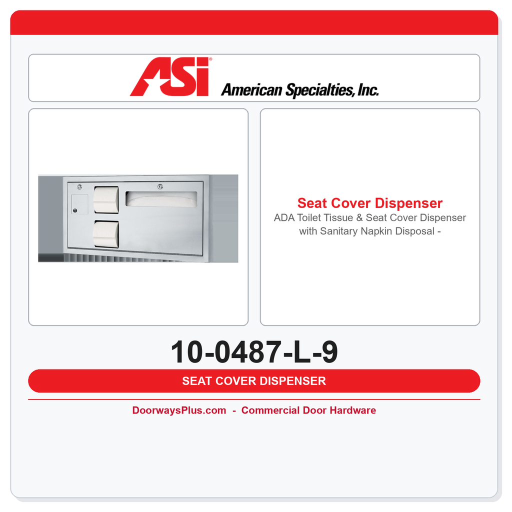 ASI 10-0487-L-9 ADA Toilet Tissue & Seat Cover Dispenser with Sanitary Napkin Disposal – Horizontal, Surface Mounted