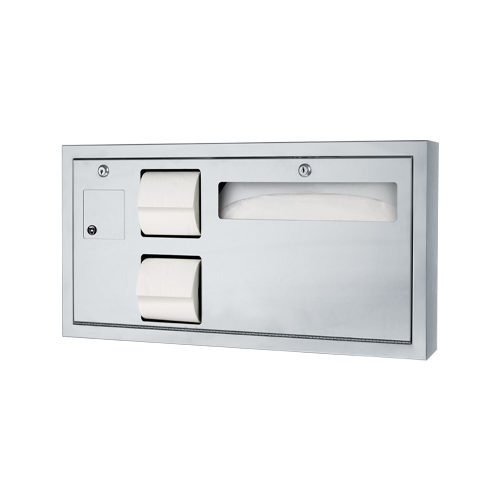 ASI 10-0487-L-9 Toilet Seat Cover & Toilet Tissue Dispenser with Sanitary Napkin Disposal - Horizontal, ADA - Surface Mounted