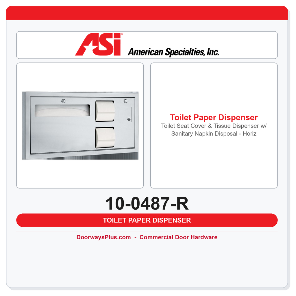 ASI 10-0487-R Toilet Seat Cover & Tissue Dispenser w/ Sanitary Napkin Disposal – Horizontal ADA Recessed