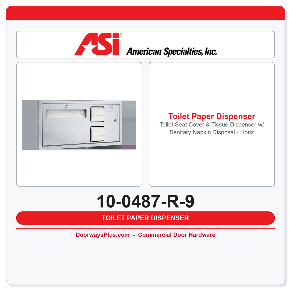 ASI 10-0487-R-9 Toilet Seat Cover & Tissue Dispenser w/ Sanitary Napkin Disposal – Horizontal ADA Surface Mounted