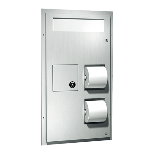 ASI 10-0481 Toilet Seat Cover & Toilet Tissue Dispenser - Dual Access - Partition Mounted