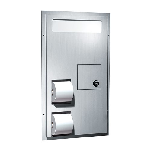 ASI 10-0481-HC Toilet Seat Cover & Toilet Tissue Dispenser - Dual Access - Partition Mounted