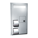 ASI 10-0481-HC Toilet Seat Cover & Toilet Tissue Dispenser - Dual Access - Partition Mounted