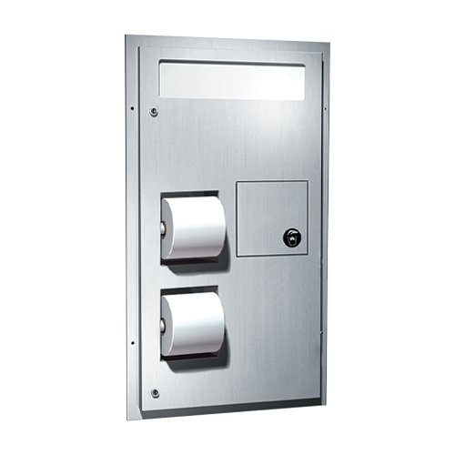 ASI 10-0481-R Toilet Seat Cover & Toilet Tissue Disp. With Sanitary Napkin Disposal - Dual Access - Partition Mounted