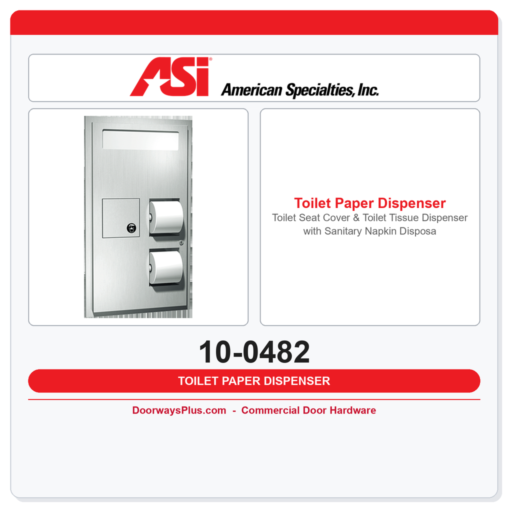 ASI 10-0482 Toilet Seat Cover & Toilet Tissue Dispenser with Sanitary Napkin Disposal - Recessed