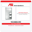 ASI 10-0484-HC Toilet Seat Cover & Tissue Dispenser – Dual Access ADA – Partition Mounted