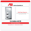 ASI 10-0484-HCR Toilet Seat Cover & Tissue Dispenser – Dual Access, Barrier Free, Partition Mounted, Reverse