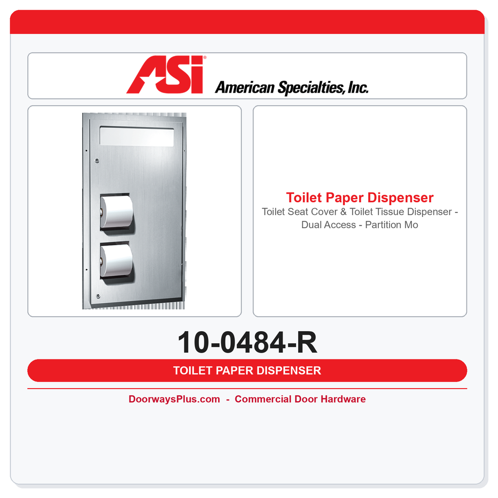 ASI 10-0484-R Toilet Seat Cover & Tissue Dispenser – Dual Access, Partition Mounted, Reversed