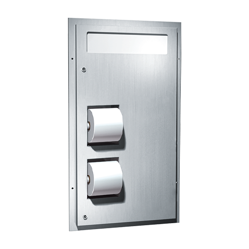 ASI 10-0484-R Toilet Seat Cover & Toilet Tissue Dispenser - Dual Access - Partition Mounted, Reversed