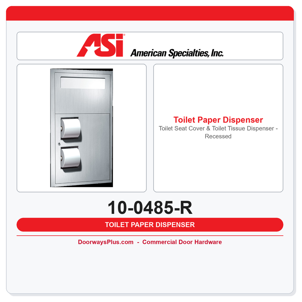 ASI 10-0485-R Toilet Seat Cover & Toilet Tissue Dispenser - Recessed