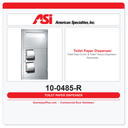 ASI 10-0485-R Toilet Seat Cover & Toilet Tissue Dispenser - Recessed