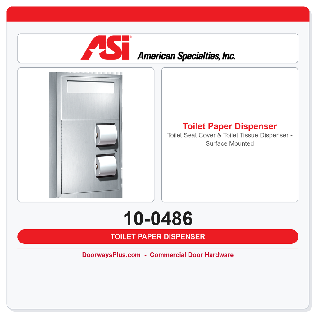 ASI 10-0486 Toilet Seat Cover & Toilet Tissue Dispenser - Surface Mounted