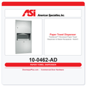 ASI 10-0462-AD Traditional™ Recessed Paper Towel Dispenser & Waste Receptacle – Multi/C-Fold, 2 gal.
