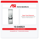 ASI 10-046921 Traditional™ Recessed Roll Paper Towel Dispenser & Waste Receptacle – 13.3 Gal.