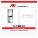ASI 10-20469-9 Roval™ Surface Mounted Paper Towel Dispenser & Removable 14.8 Gal. Waste Receptacle – Multi/C-Fold