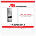 ASI 10-2046921A-6 Roval™ Auto Roll Paper Towel Dispenser / 13.5 gal. Waste Receptacle – Battery, Semi-Recessed