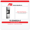 ASI 10-204692A-6 Roval Auto Roll Paper Towel Dispenser / 17.8 gal. Waste Receptacle – Battery, Semi-Recessed