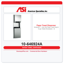 ASI 10-646924A Simplicity™ - Auto Roll Paper Towel Disp & 12 gal. Waste Receptacle. - Battery - Recessed