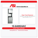 ASI 10-646924AC Simplicity™ Auto Roll Paper Towel Dispenser & Waste Receptacle – 110-240V, 12 gal., Recessed