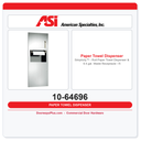 ASI 10-64696 Simplicity™ Recessed Roll Paper Towel Dispenser & 9.4 gal. Waste Receptacle