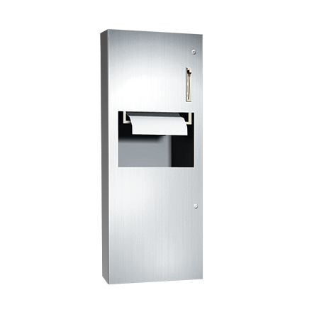 ASI 10-64696-6 Simplicity™ - Roll Paper Towel Dispenser & 9.4 gal. Waste Receptacle - Semi-Recessed