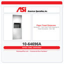 ASI 10-64696A Simplicity™ - Auto Paper Towel Dispenser & Waste Receptacle - Roll - Battery - 9.9 gal. - Recessed