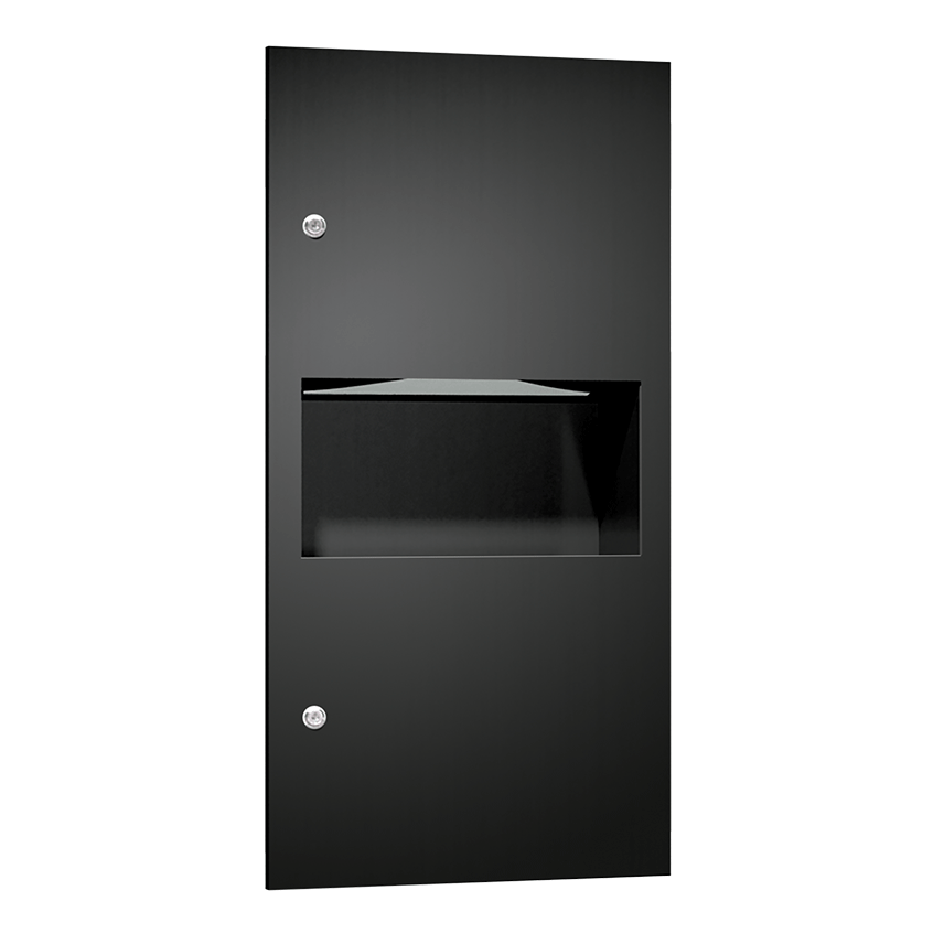 ASI 10-64623-41PC Simplicity™ in Matte Black - Paper Towel Disp. & Waste Receptacle - Multi, C-Fold - 2.2 gal. - Powder Coated - Recessed - NEW