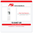 ASI 10-6467-00 Piatto™ - Fully Recessed Paper Towel Disp. & Waste Receptacle - White Phenolic Door