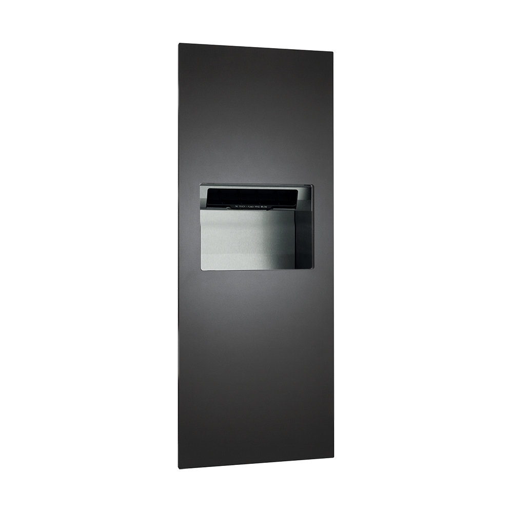 ASI 10-64696A-41 Piatto™ - Fully Recessed Auto Roll Paper Towel Disp. & Waste Receptacle - AC Power - Matte Black Phenolic Door