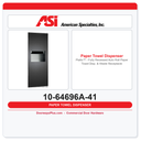 ASI 10-64696A-41 Piatto™ - Fully Recessed Auto Roll Paper Towel Disp. & Waste Receptacle - AC Power - Matte Black Phenolic Door