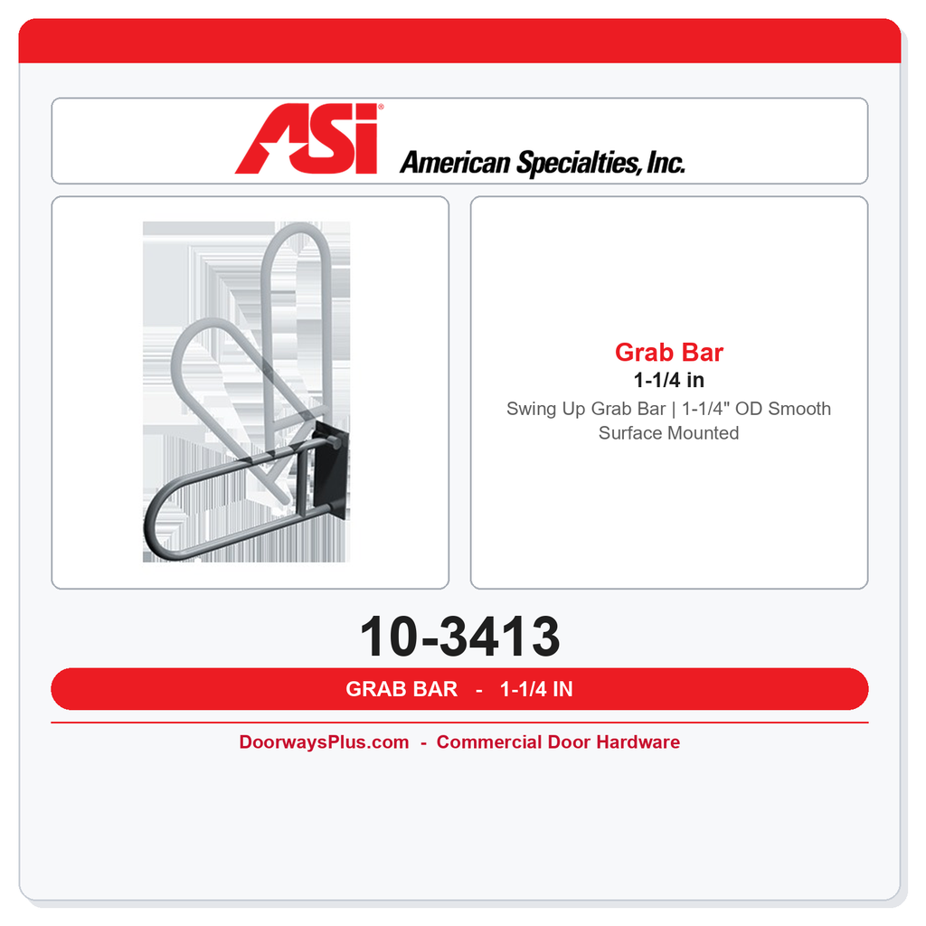 ASI 10-3413 Swing Up Grab Bar | 1-1/4" OD Smooth Surface Mounted