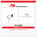 ASI 10-3420 Swing-Up Grab Bar with Support Leg, 1-1/4" O.D., Surface Mounted