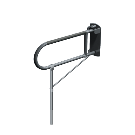 ASI 10-3420-P Swing Up Grab Bar with Support Leg (1-1/4" O.D) Peened - Surface Mounted