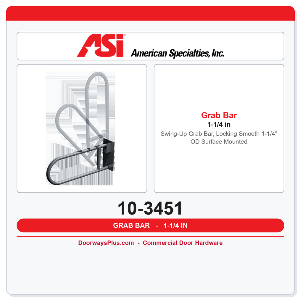 ASI 10-3451 Swing-Up Grab Bar, Locking Smooth 1-1/4" OD Surface Mounted