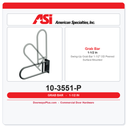 ASI 10-3551-P Swing-Up Grab Bar 1-1/2" OD Peened Surface Mounted