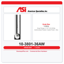 ASI 10-3801-36AW Snap Flange (1-1/2" O.D) White Antimicrobial Powder Coated Finish - Straight Grab Bar, 36”