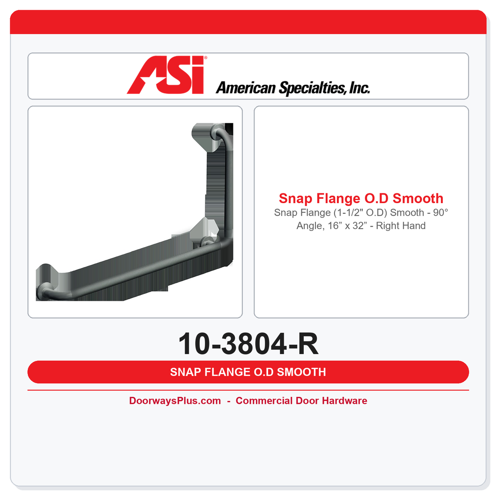 ASI 10-3804-R Snap Flange (1-1/2" O.D) Smooth - 90° Angle, 16” x 32” - Right Hand