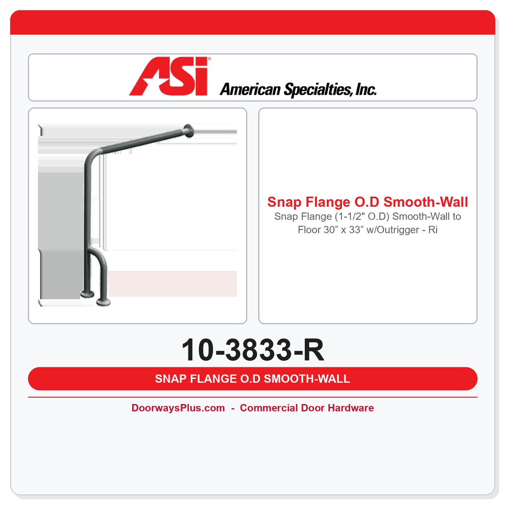 ASI 10-3833-R Snap Flange (1-1/2" O.D) Smooth-Wall to Floor 30” x 33” w/Outrigger - Right Hand
