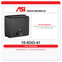 ASI 10-9343-41 Matte Black Liquid Soap Dispenser – 48 oz. – Powder Coated Stainless – Surface Mounted