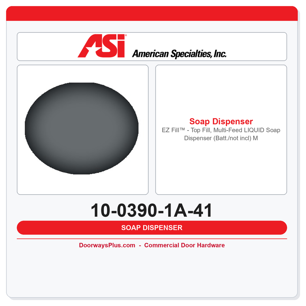 ASI 10-0390-1A-41 EZ Fill™ Top Fill Multi-Feed Liquid Soap Dispenser, Matte Black (Battery)