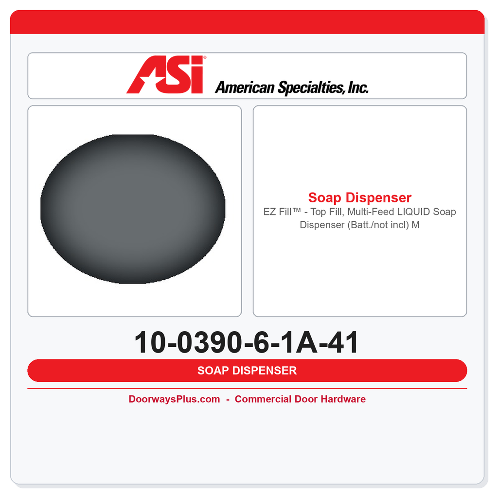ASI 10-0390-6-1A-41 EZ Fill™ Top Fill Multi-Feed Liquid Soap Dispenser Matte Black 6-Pack w/ Remote Control (Battery)