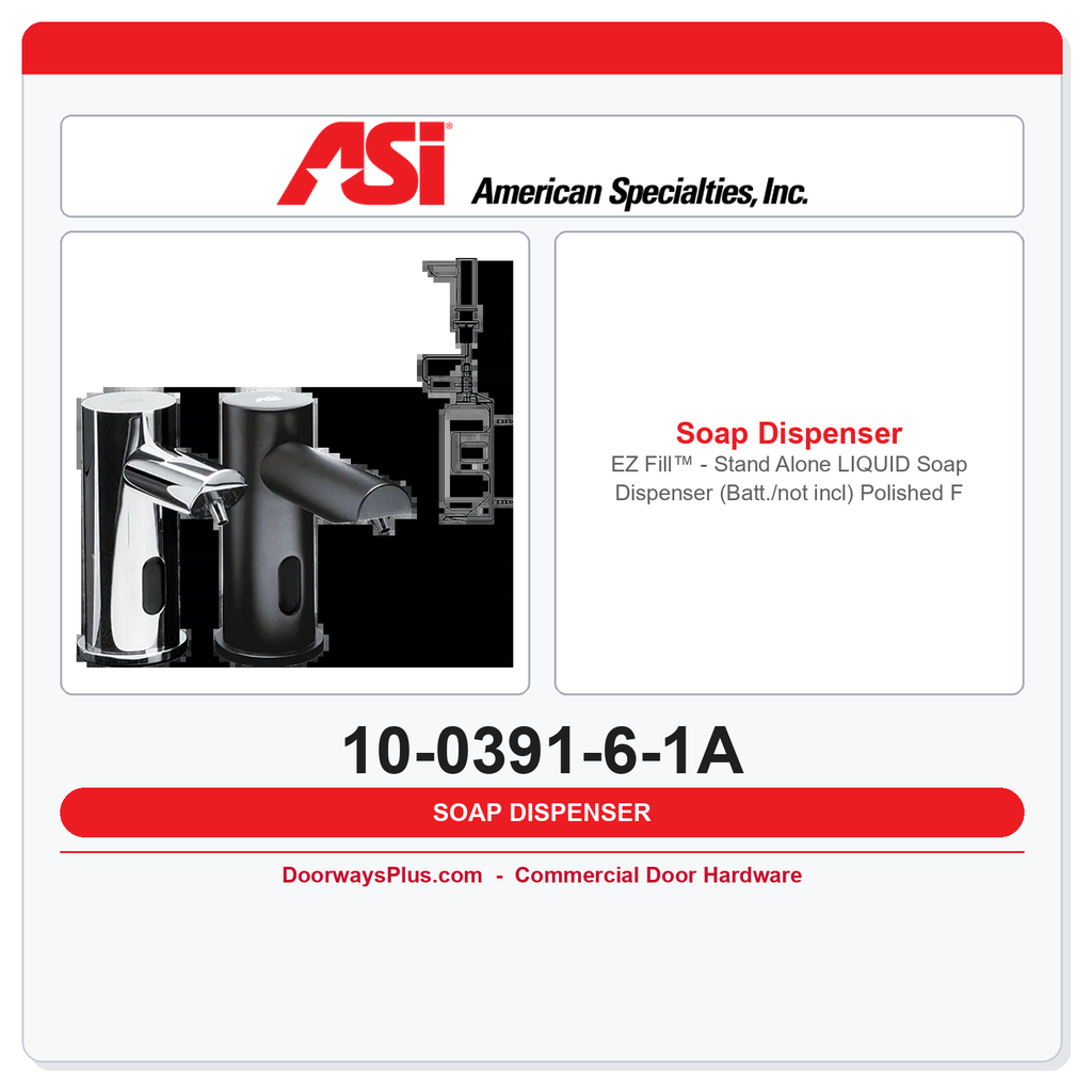 ASI 10-0391-6-1A EZ Fill™ Stand-Alone Liquid Soap Dispenser, Polished, 1L, 6 Pack + Remote Control