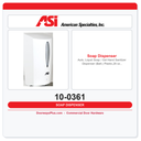 ASI 10-0361 Auto, Liquid Soap / Gel Hand Sanitizer Dispenser (Batt.) Plastic,28 oz., Surface OR Stand Mount