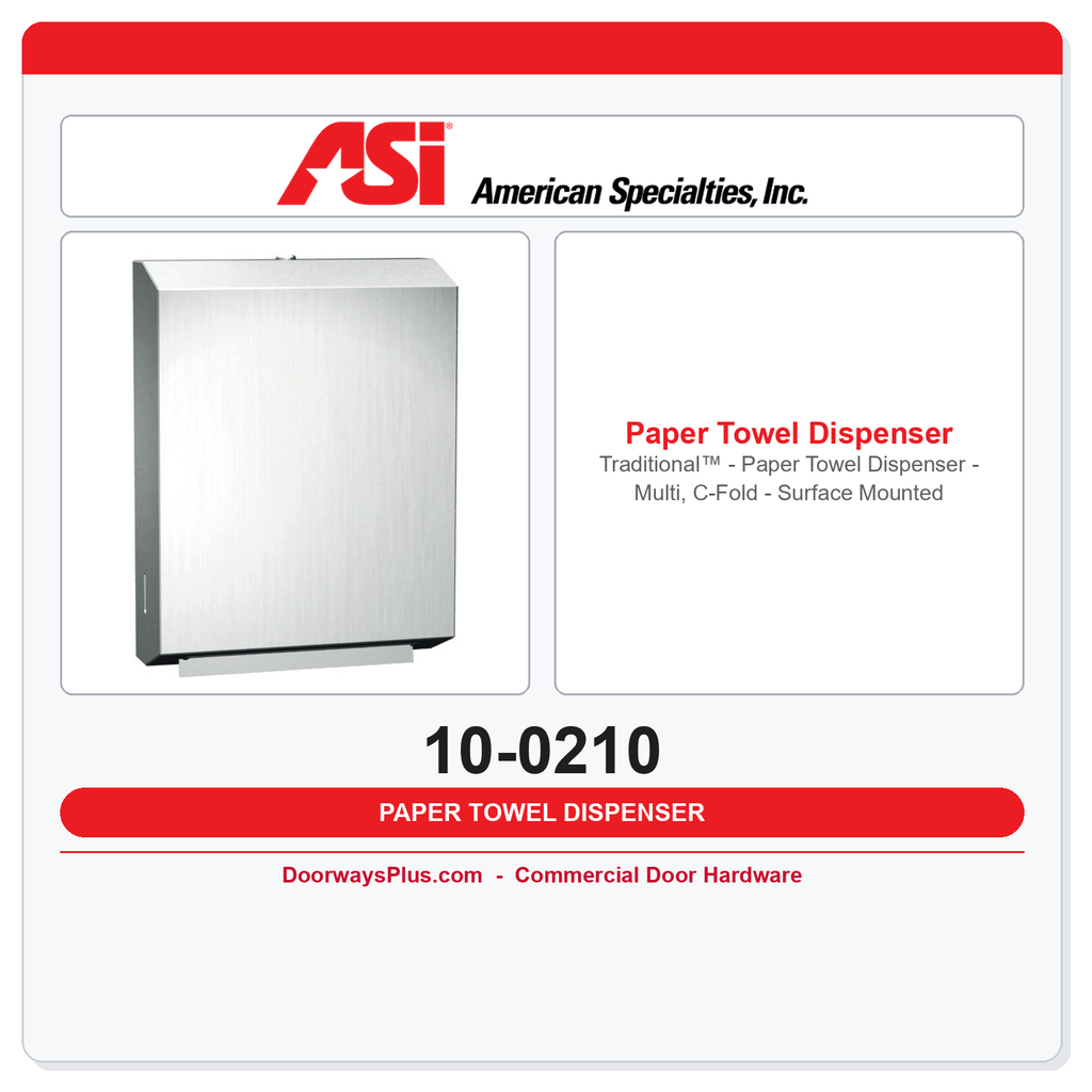 ASI 10-0210 Traditional™ - Paper Towel Dispenser - Multi, C-Fold - Surface Mounted