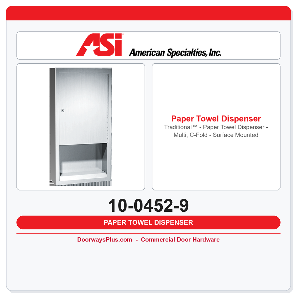 ASI 10-0452-9 Traditional™ - Paper Towel Dispenser - Multi, C-Fold - Surface Mounted