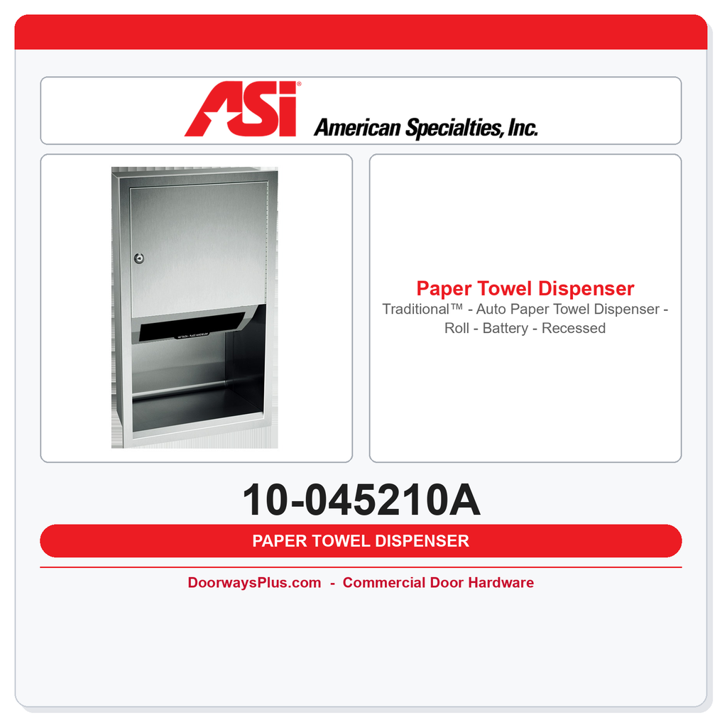 ASI 10-045210A Traditional™ - Auto Paper Towel Dispenser - Roll - Battery - Recessed