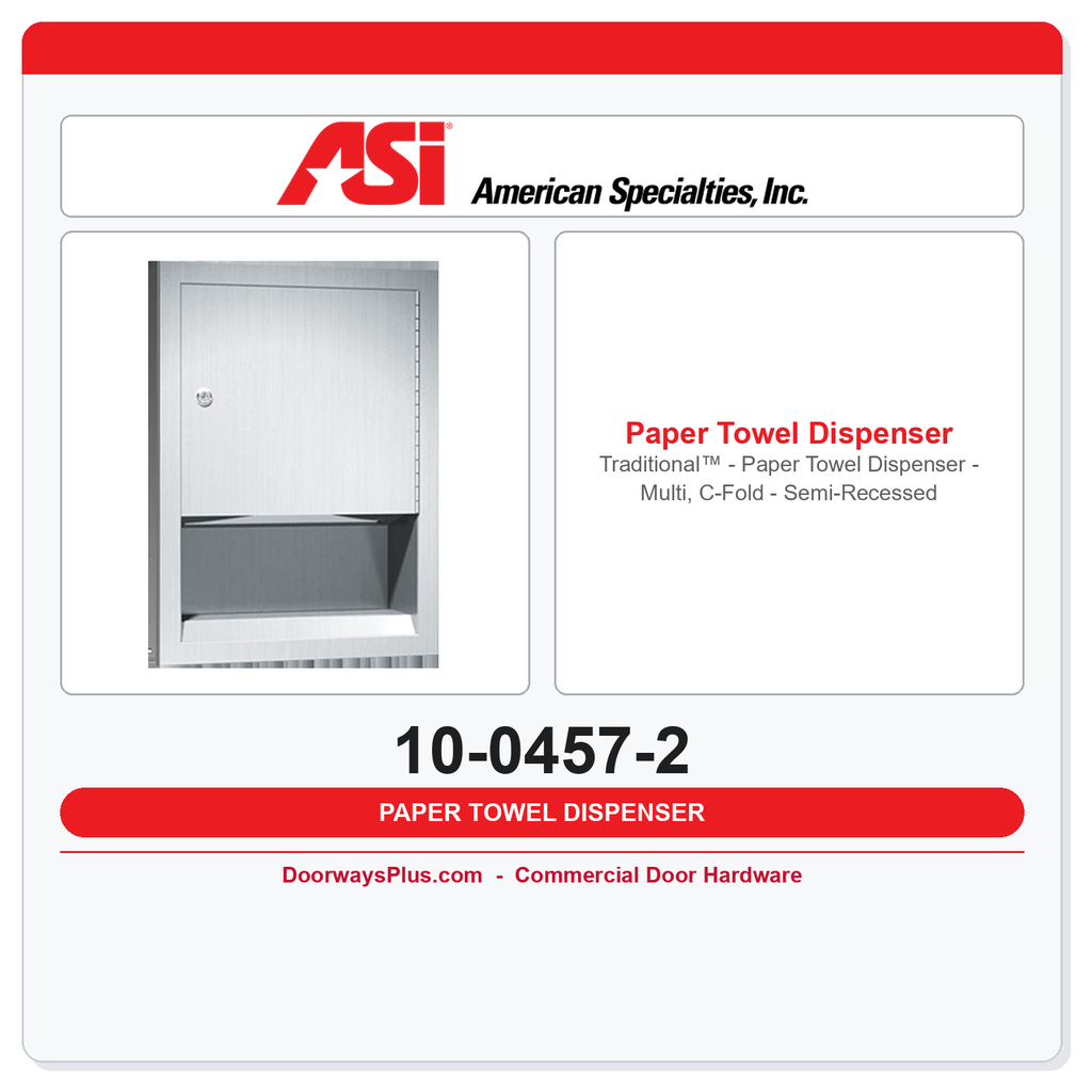 ASI 10-0457-2 Traditional™ - Paper Towel Dispenser - Multi, C-Fold - Semi-Recessed