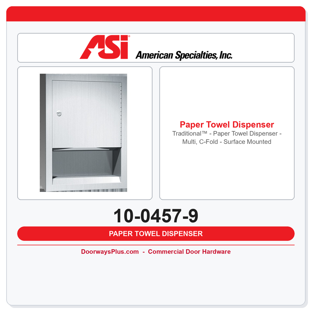 ASI 10-0457-9 Traditional™ - Paper Towel Dispenser - Multi, C-Fold - Surface Mounted